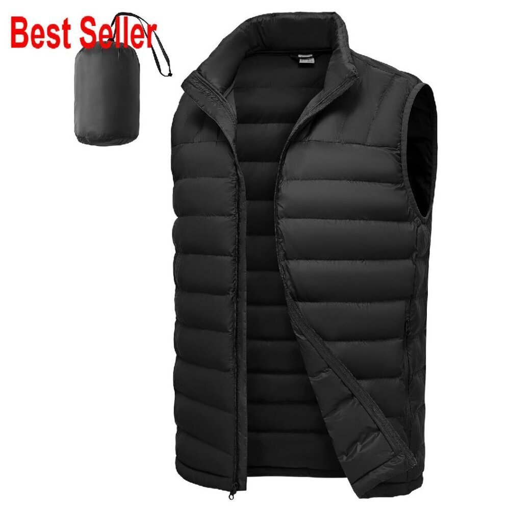 Men's Lightweight Packable Puffer Vest Sleeveless Water-Resistant Outerwear